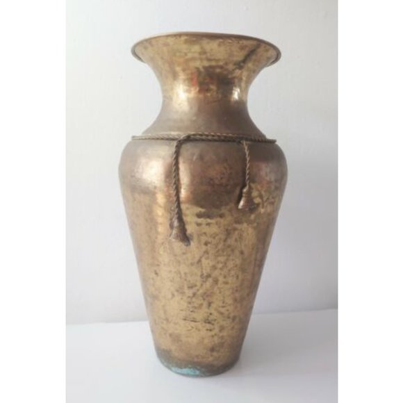 OLD INDIA VINTAGE BIG BRASS BASE POT GOLD LACQUERED MULTIPURPOSE USE HOME DECOR - Picture 9 of 9